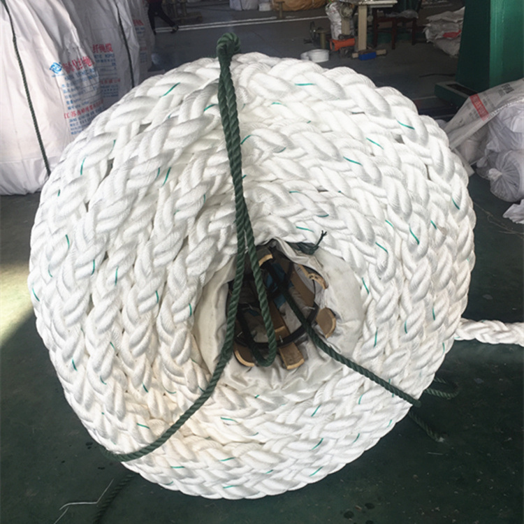 8 Strand Square Plaited Polyester Mooring Rope with Eye Splice