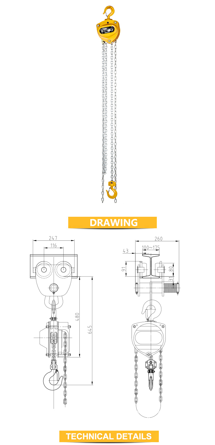 1.5 Ton Manual Hoist Chain Hoist Chain Block (VD-1.5T)