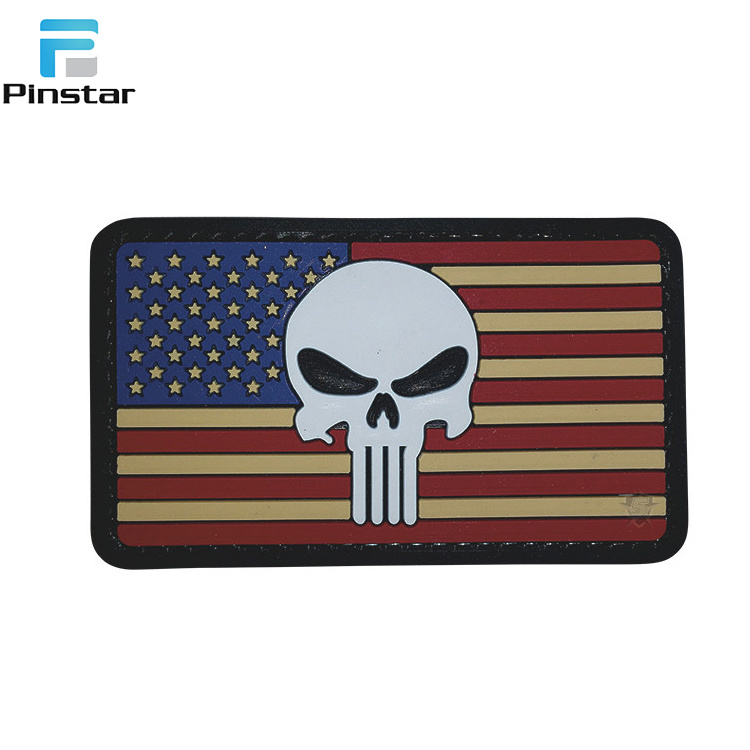 Garment Accessories Soft Rubber Custom USA Flag Hook and Loop PVC Patch