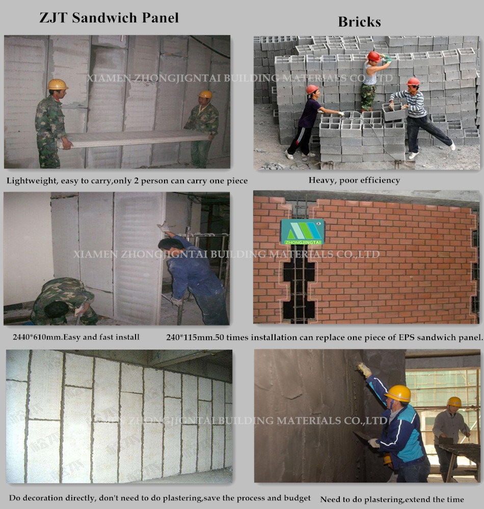 Easy Assemble Cutting EPS Sandwich Wall Panel for Real Estate Developer