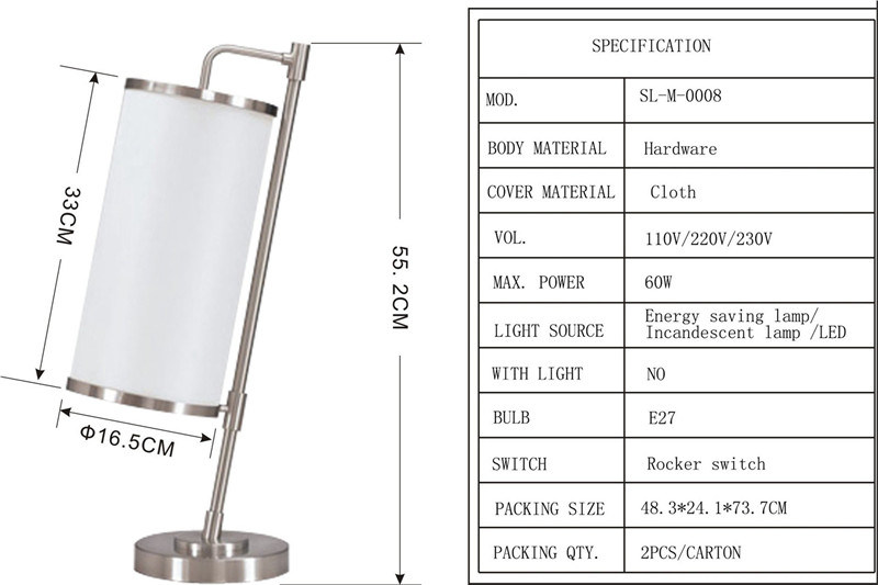 High Quality Energy Saving LED Metal Steel Table Lamp for Home Decoration