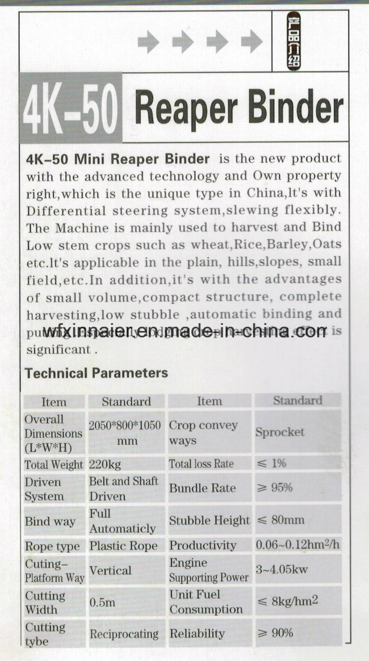 Mini Wheat Rice Reap Reaper Binder Harvester