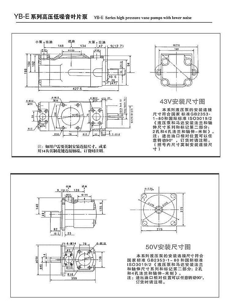 Yb-E Series Vane Pump Yb-E80/40-50-63 Yb-E100/40-50-63 Yb-E125/40-50-63