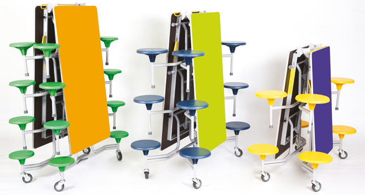 Folding Company Cafeteria/Canteen Dining Table and Chairs with Color Seats