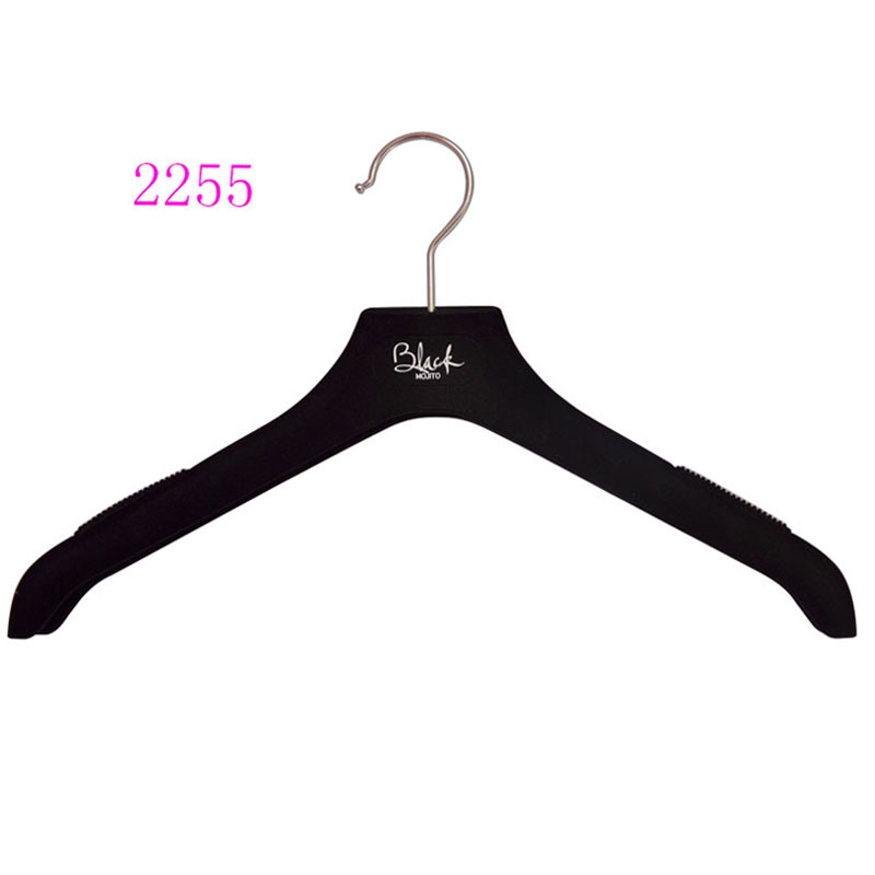 Brand Top Logo Printed Velvet Fashion Flocked Metal Hook Clothes Hanger