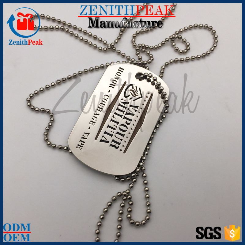 Custom Zinc Alloy Engraved Enamel Silver Dog Tag