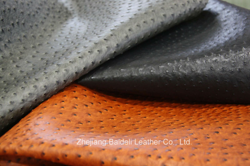 Ostrich Design PVC PU Leather for Furniture and Bag with Fire Resistance