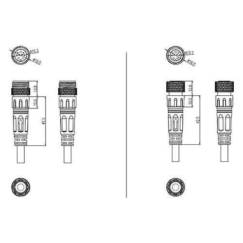 IP67 2-10pins Signal Transmisson Power Cable Waterproof Plug for E-Bike