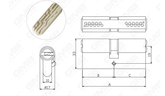 En 1303 High Security Mortise Euro Profile Standard Door Lock Cylinder/ Door Lock/ Brass Cylinder (GMB-CY-26)