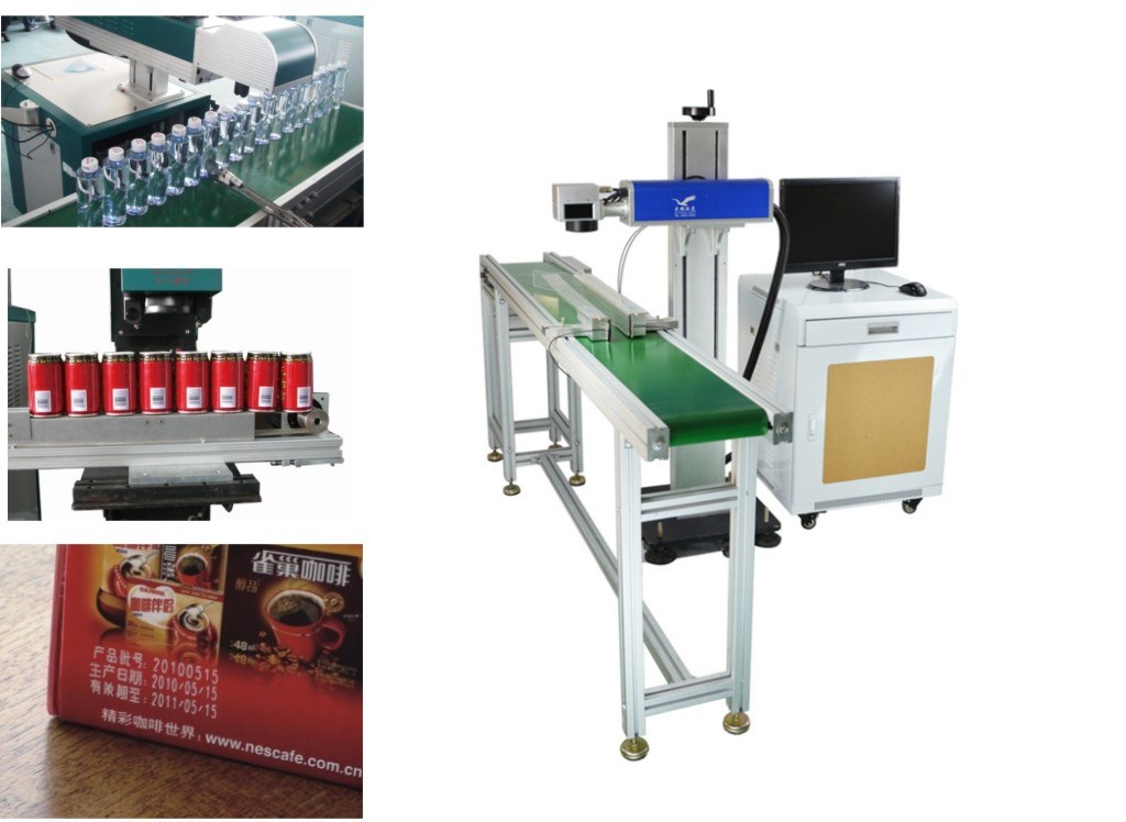 CO2 Laser Marking Machine on The Fly Marking for Alcohol Packaging