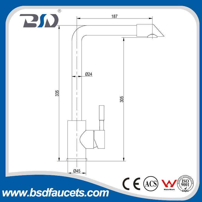 Solid Stainless Steel High Arc Single Lever Kitchen Bar Faucet