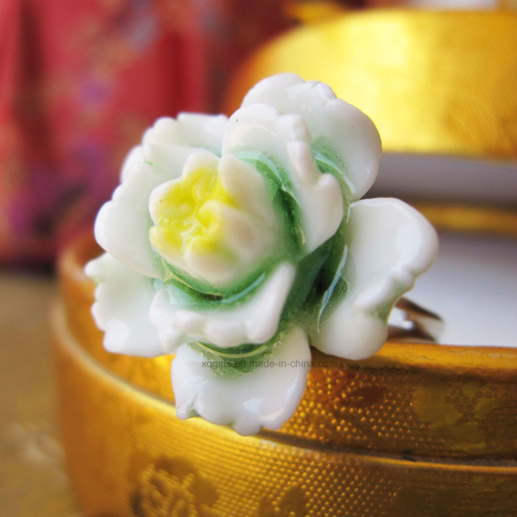 Wholesale Elegant Fashion Classical Flower Ceramic Ring Antique Retro Jewellery