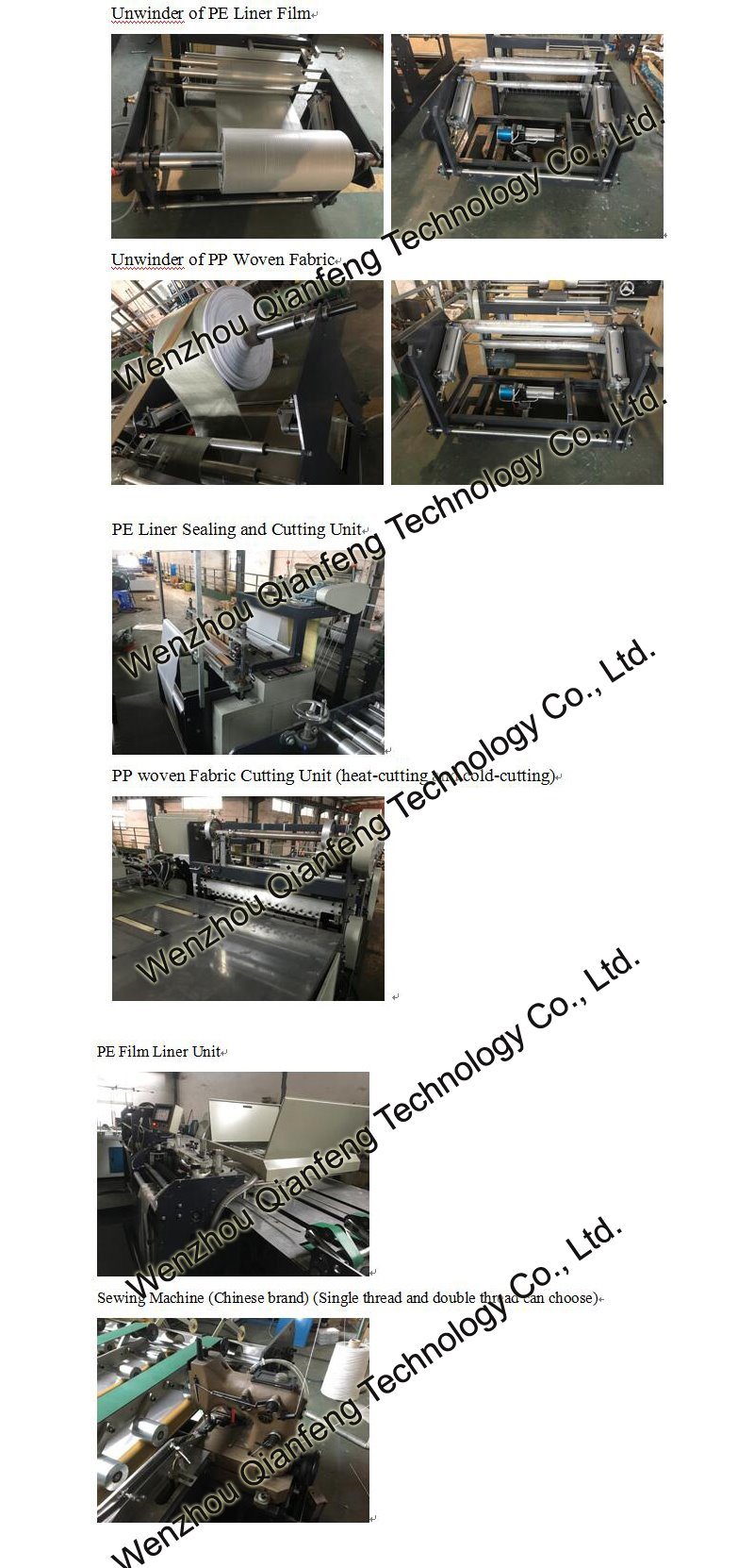 PE Film Liner Cutting and Sewing Machine for Woven Bag