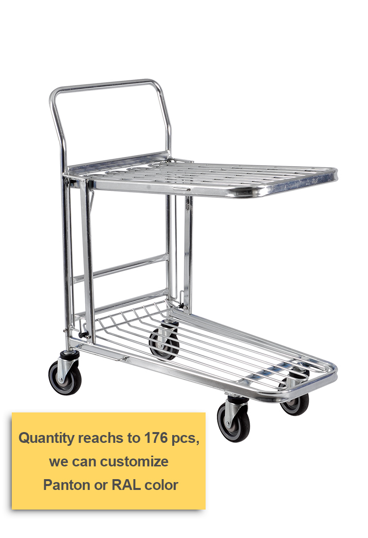 Supermarket Warehouse Cargo Trolley Folding Logistic Cart