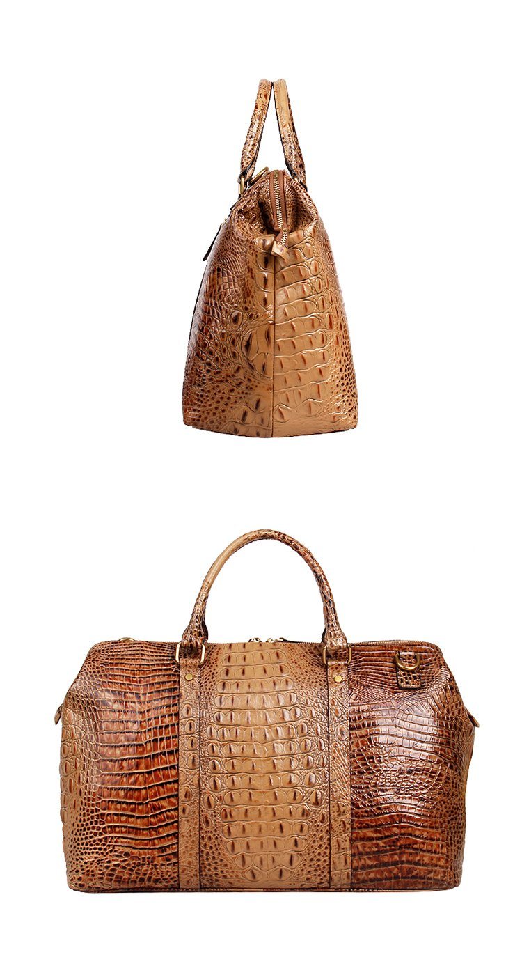 Luxury Customized Design Croc Print Leather Weekend Bag for Travelling