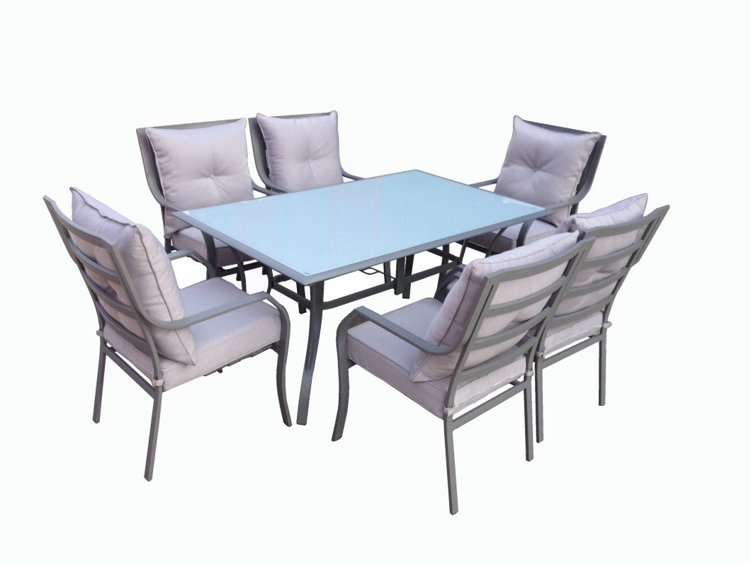 Glass Top Steel Leg Dining Room Table and Chairs Designs
