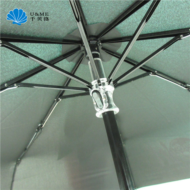 Custom Iron Frame 3 Fold Folding Pongee Sun Umbrella with Rubber Plastic Handle