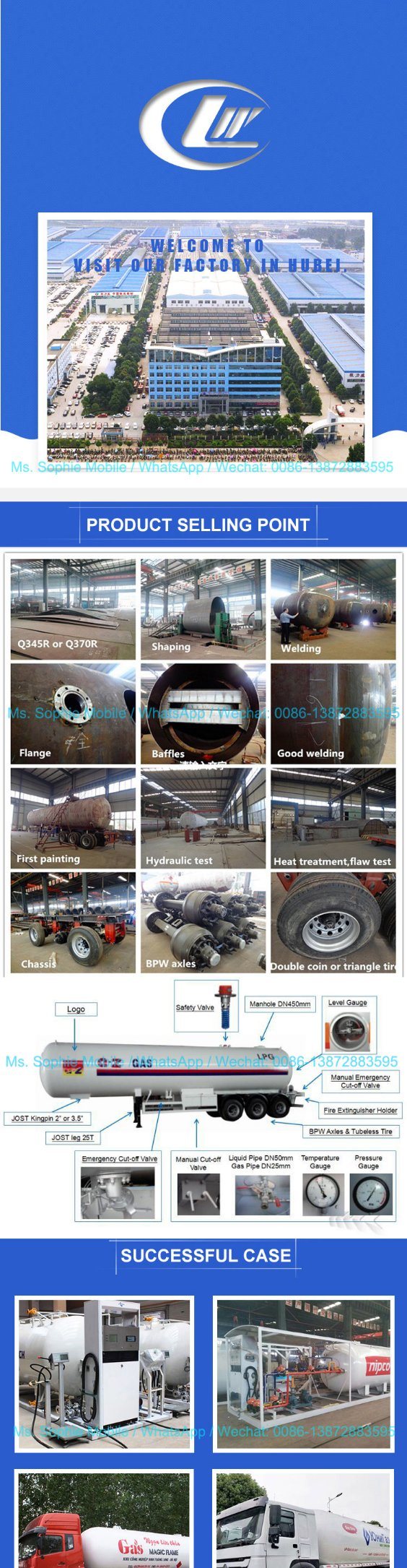 China Manufacturer 56000L LPG Tank Trailer LPG Semi Trailer Tri-Axle LPG Trailer LPG Storage Tank Trailer High Pressure Tube Trailer