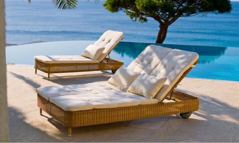 Outdoor Garden Furniture Rattan Chaise Lounge Wicker Lounge