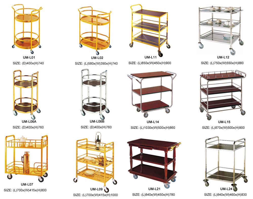 Gold Wine Service Cart for Hotels