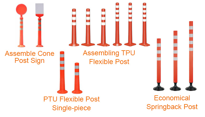 Colorful PU Plastic Road Safety Flexible Sign Post