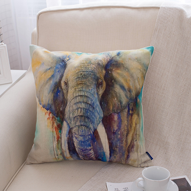 Home Decorative Cotton Linen Printed Throw Pillow Case Without Stuffing (35C0009)