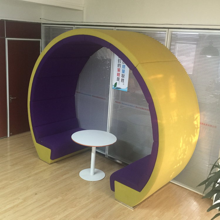 Fabric Type Moon Sofa/Office Meeting Booth with Round Shape Top