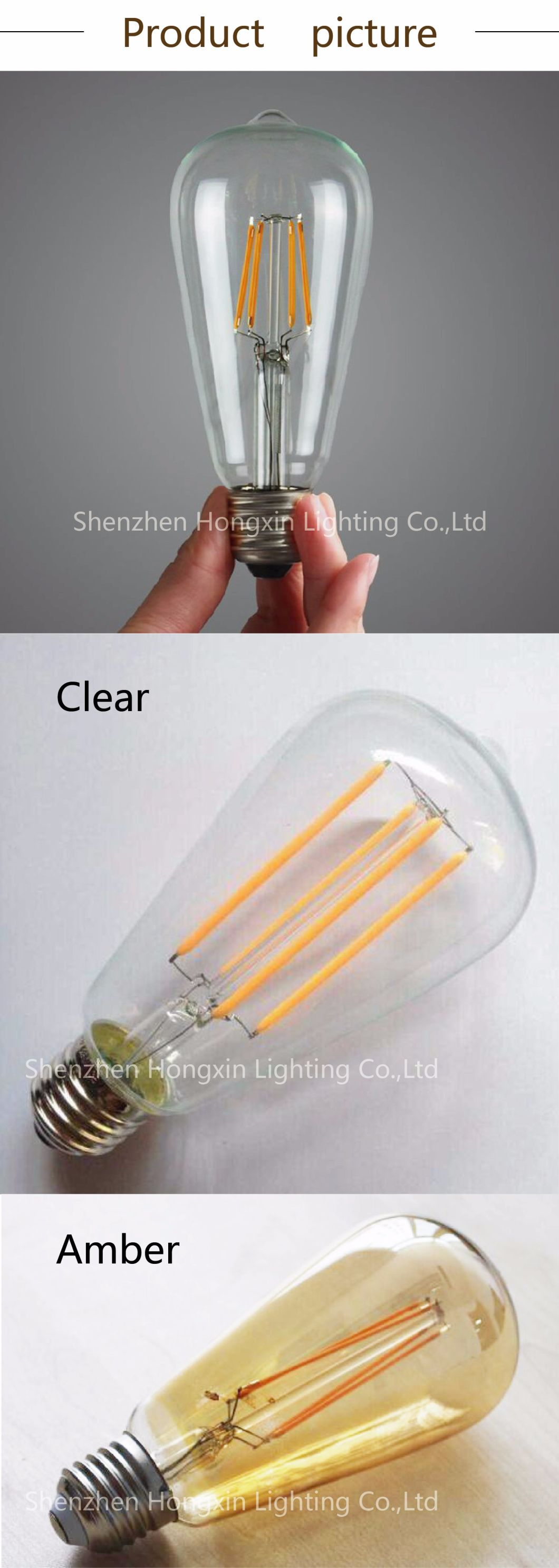 Energy Star UL Vintage St64 Edison Style Antique LED Light Bulb with Dimmable Bulb 4W 6W 8W 110V 230V