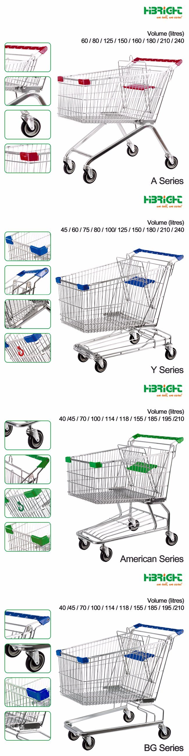 Zinc Galvanizied Supermarket Shopping Center Shopping Carts