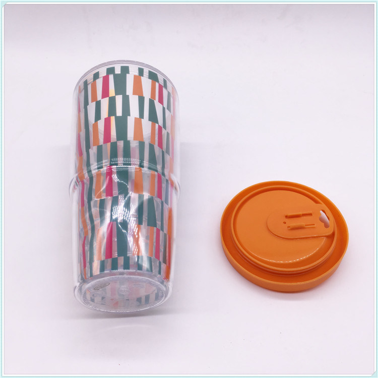 Food Safe Plastic Coffee Cups with Straw (SH-PM34)