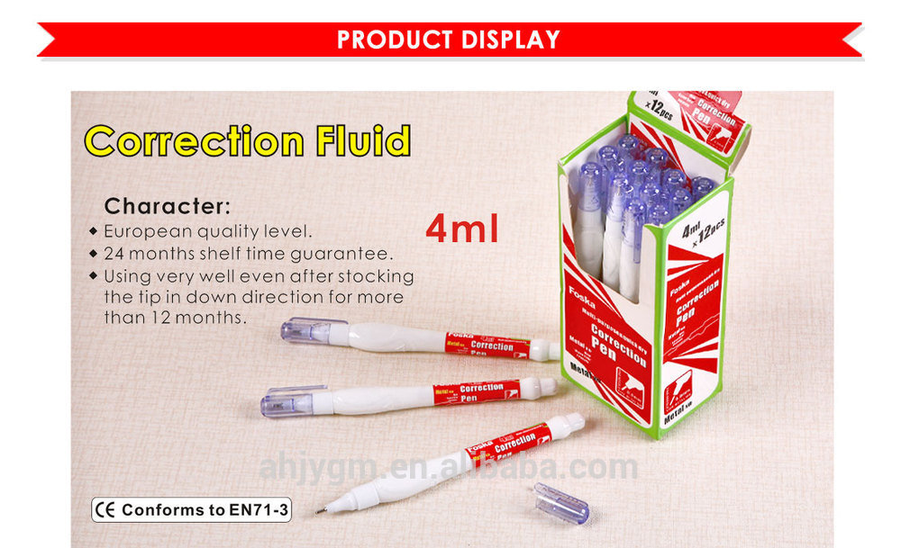 Hot Sale Pen Shape 4ml Correction Fluid