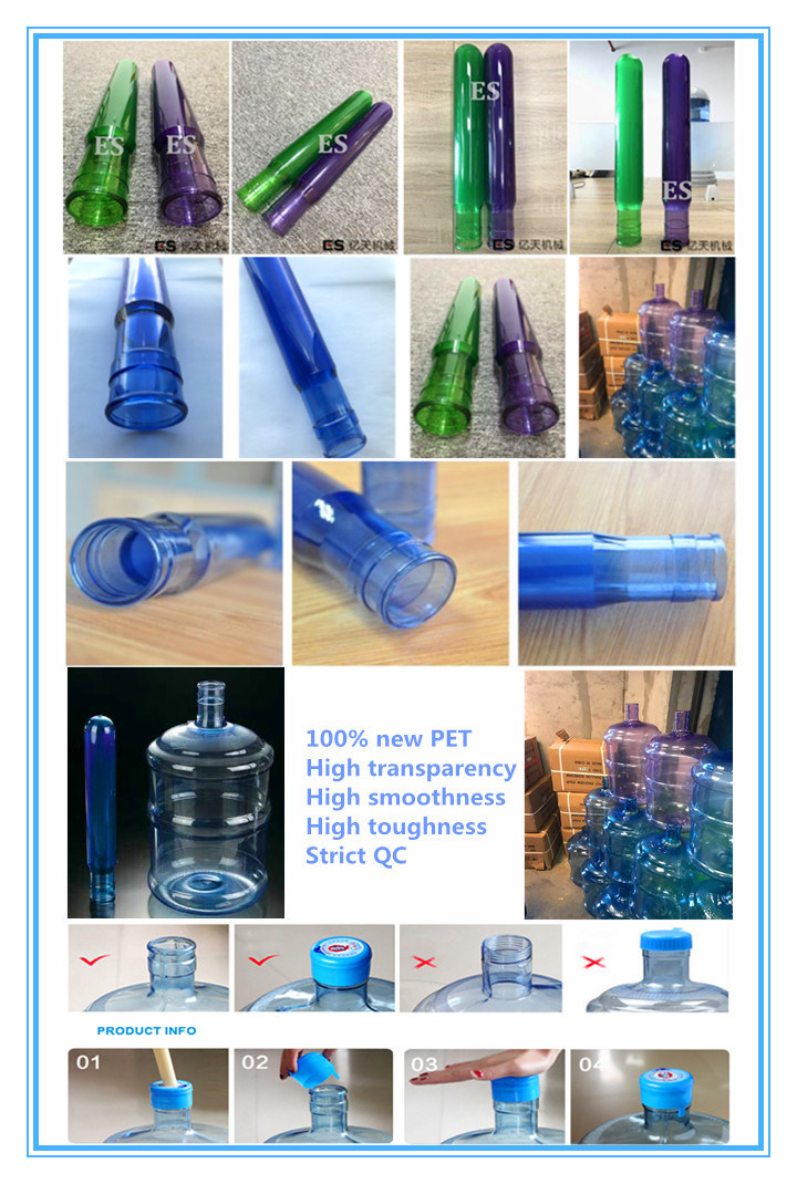 55mm Plastic Screw Thread 5 Gallon Bottle Water Pet Preform