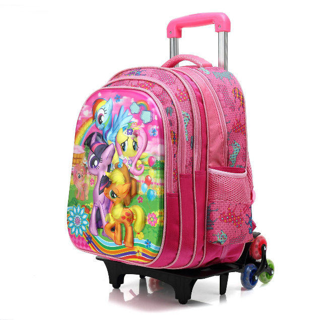 Wholesale Cartoon Characters 3D Kids Detachable Trolley School Bag Backpack