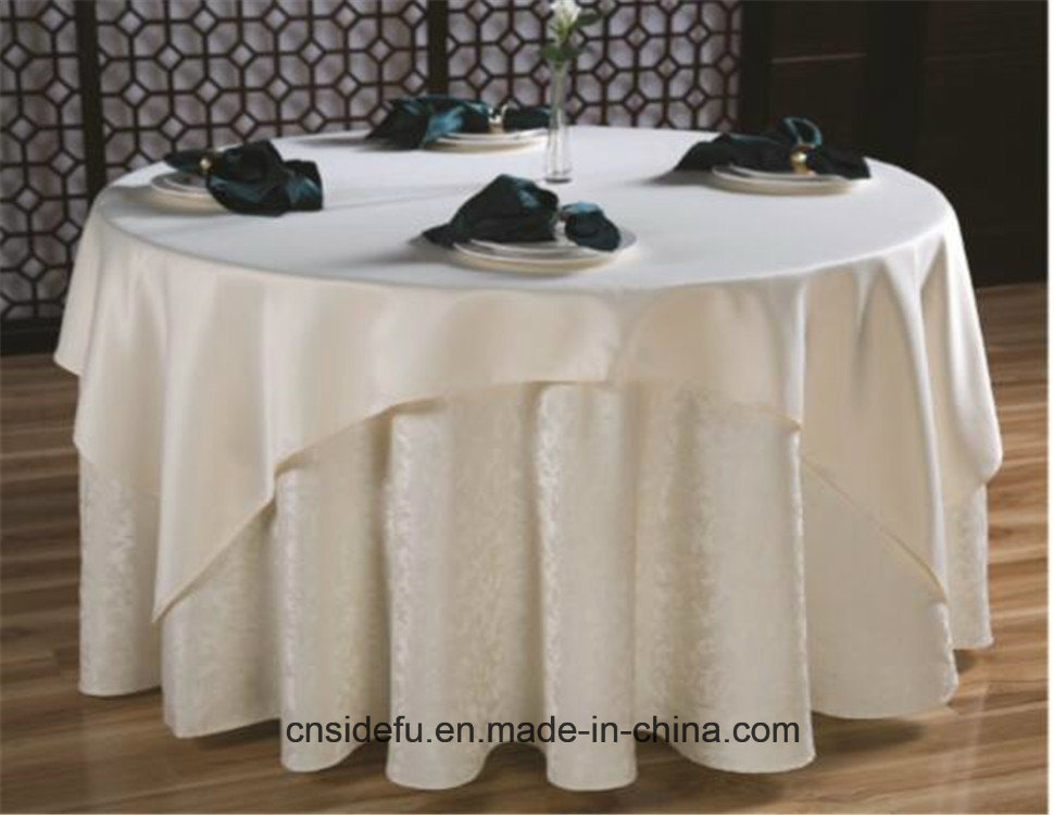 Hotel Damask Custom Jacquard White Wedding Round Table Cloth