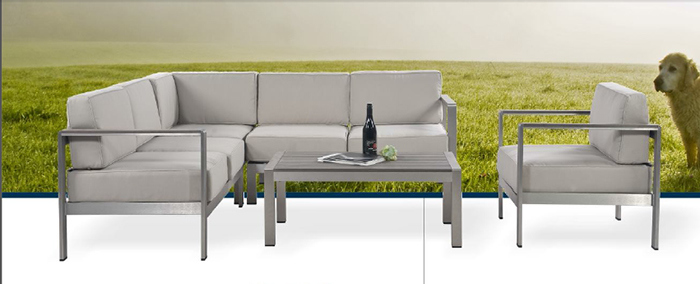 Small Family Sitting Room Resort Outdoor Garden Furniture Aluminum Cloth Art Corner Sofa