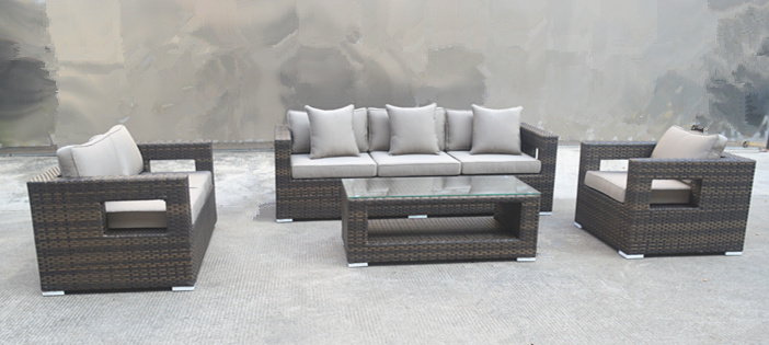 New Arrival Outdoor Rattan Weaving Aluminum Frame Sofa Table Set