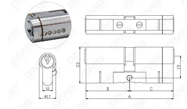En 1303 High Security Mortise Euro Profile Standard Door Lock Cylinder/ Door Lock/ Brass Cylinder (GMB-CY-34)