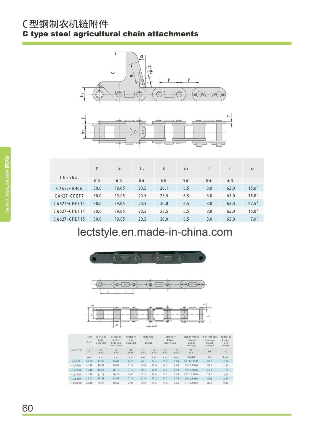 Steel Agricultural Machinery Drive Chain with Ca627-Cpef11, Ca627-Cpef14, Ca627-Cpef15