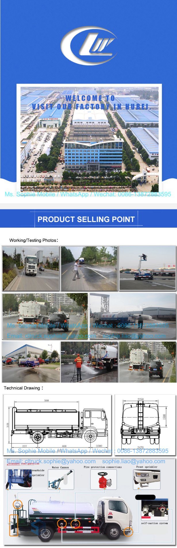 4*2 8000-10000liter Road Cleaning Tank Truck Water Carrying Truck