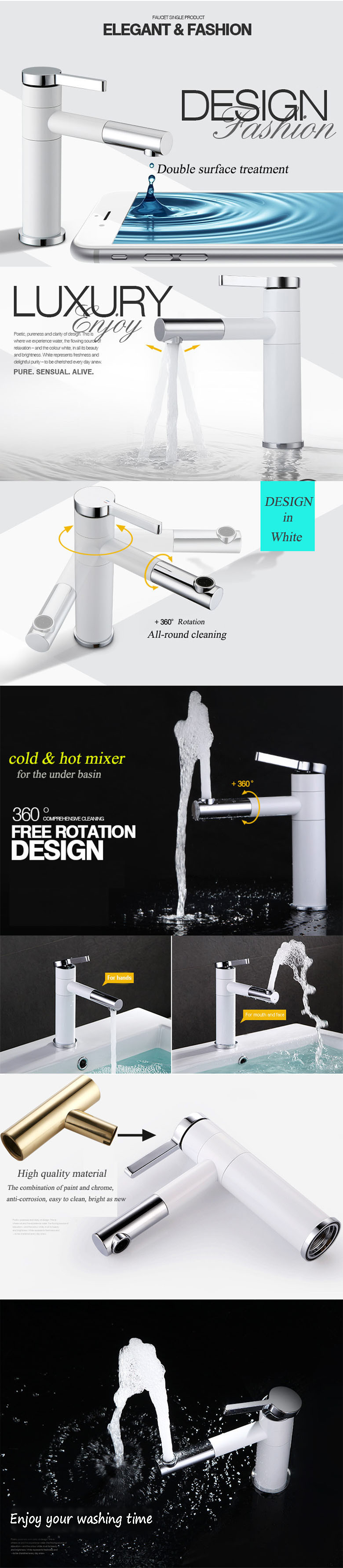 Luxurious Villa Design Basin Faucet Mixer with White Color (BM-B10019W)