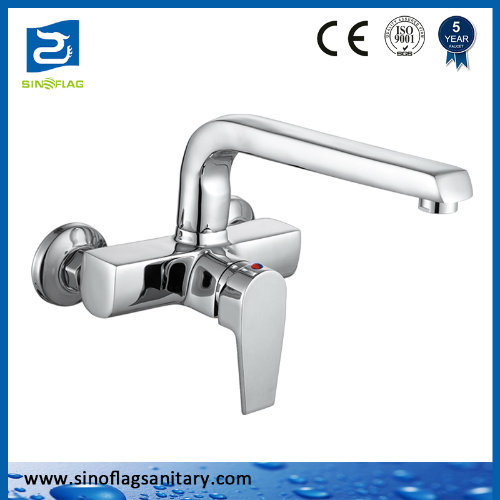 Square Brass Single Handle Brass Bathroom Faucet Hot and Cold Bathtub Faucet Artistic Brass Faucets