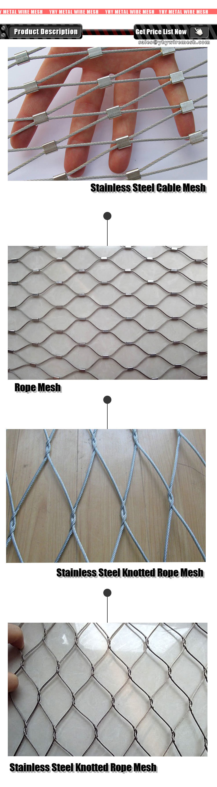 316L Stainless Steel Rope Safety Net for Staircase Balcony Balustrade