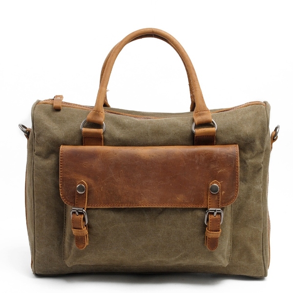 Waxed Canvas Fabric and Full Great Leather Businessman Briefcase (RS-2025F)