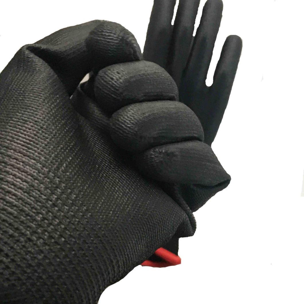 Black Color Safety PU Coated Working Gloves