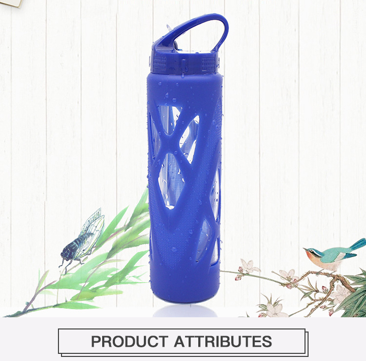 550ml Portable Sport Travel Borosilicate Glass Water Bottles with Straw