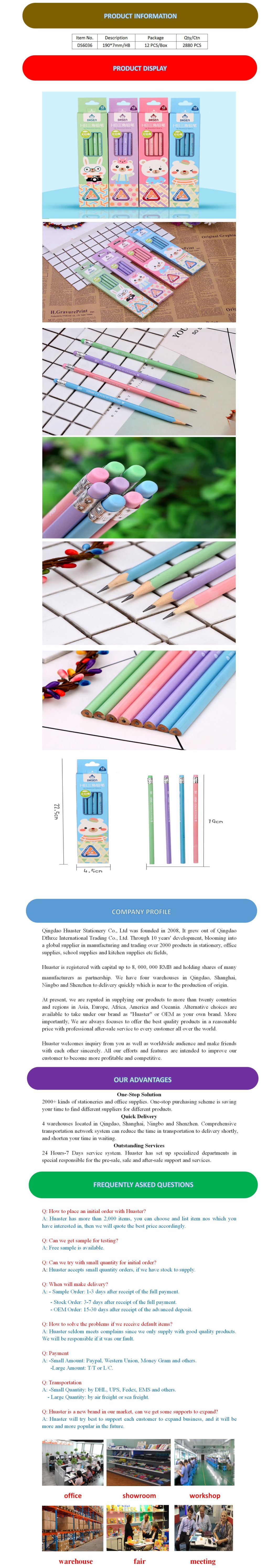 Hot Sale 12 PCS Triangle Hb Wooden Pencil