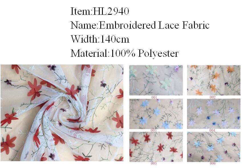 Hot Selling Embroidered Lace Fabric for Dress Garment