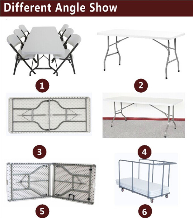 Cheap Sale Outdoor Folding Camping Picnic Table, 6FT Rectangular HDPE Blow Moulding Plastic Folding Dining Table