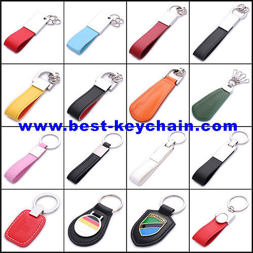 High Quality Promotional Custom Fancy Metal Leather Keychain (BK11404)