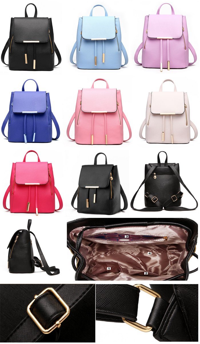 New Design Lady PU Leather Tote Bag Fashionable School Backpack